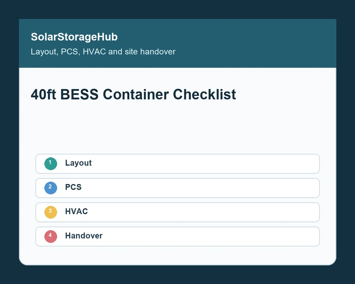 40ft BESS Container Checklist: Layout, PCS, HVAC and Site Handover
