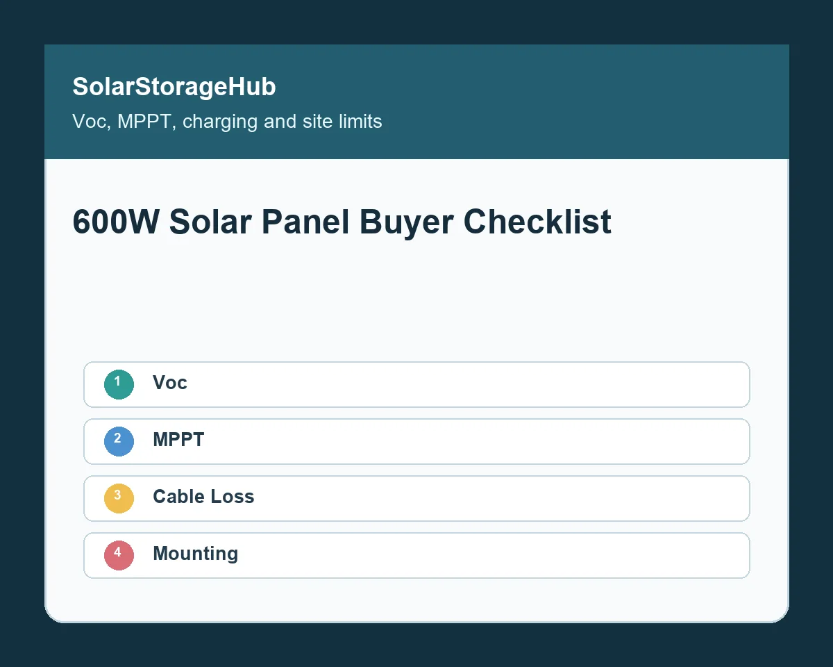 600W Solar Panel Buyer Checklist: Voc, MPPT, Battery Charging and Site Limits