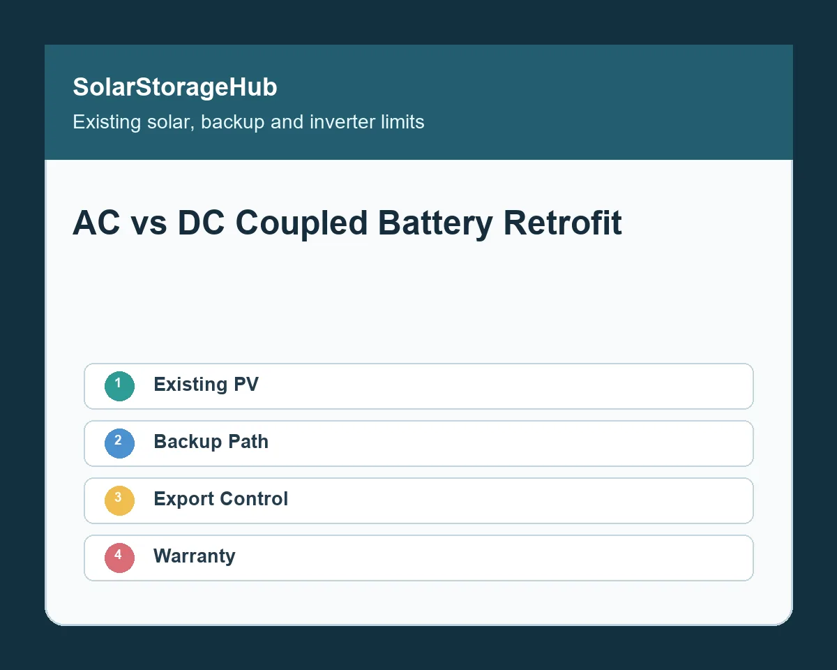 AC-Coupled vs DC-Coupled Home Battery Retrofit: Solar, Backup and Inverter Checklist