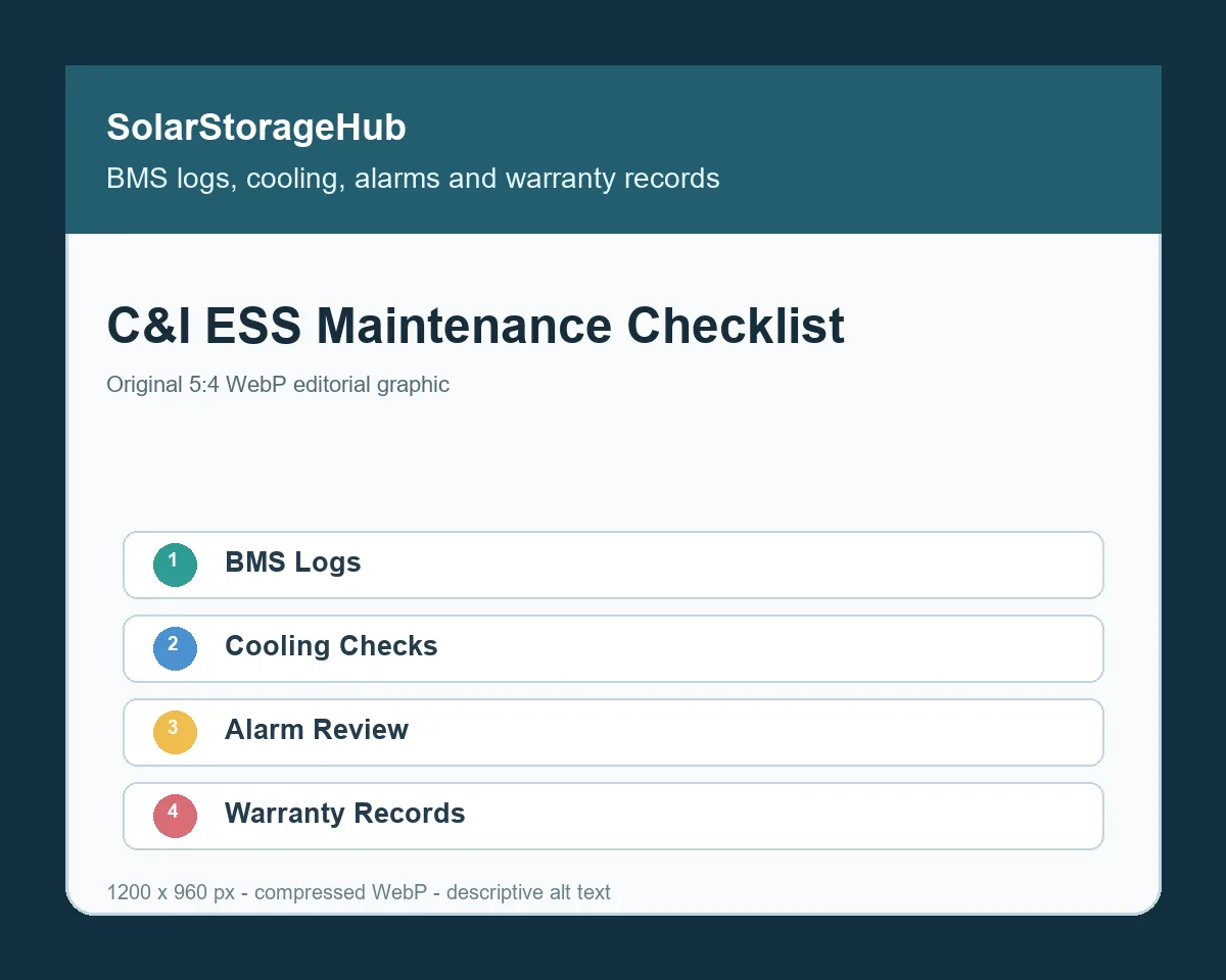 C&I ESS Maintenance Checklist: BMS Logs, Cooling, Alarms and Warranty Records