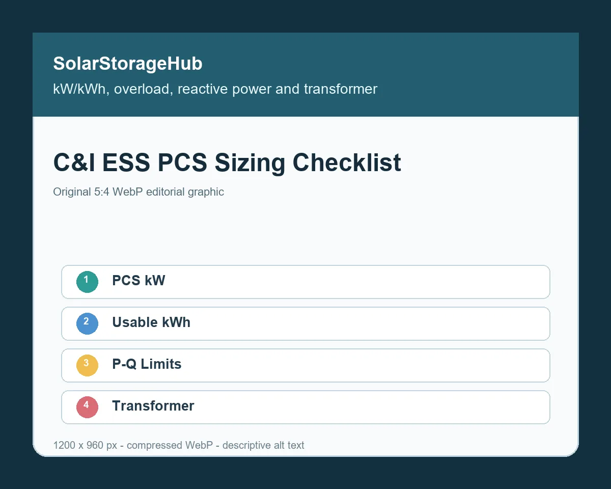 C&I ESS PCS Sizing Checklist: kW/kWh Ratio, Overload, Reactive Power and Transformer Limits