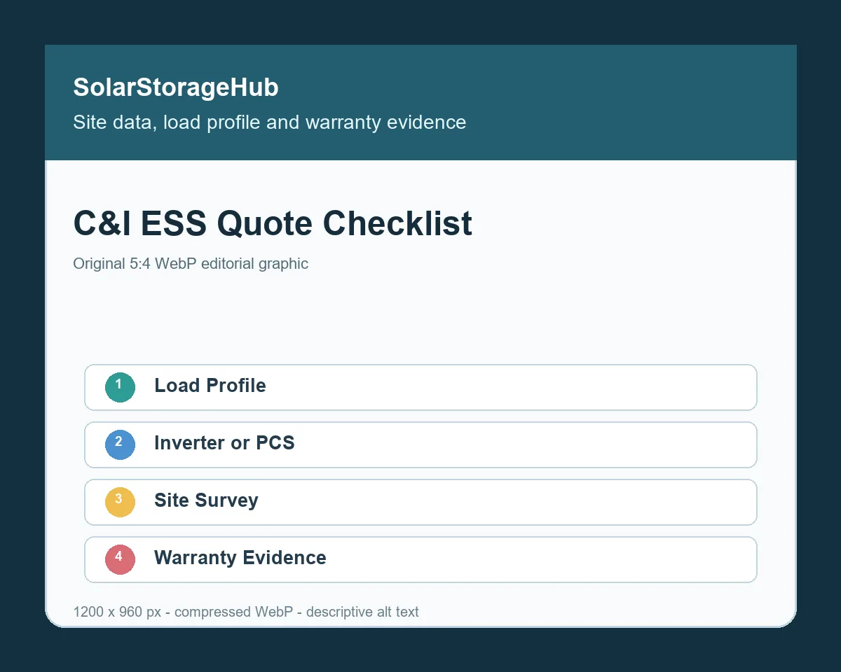 C&I ESS Quote Checklist: Site Data, Load Profile and Warranty Evidence Before Pricing