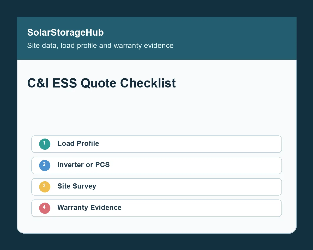 C&I ESS Quote Checklist: Site Data, Load Profile and Warranty Evidence Before Pricing