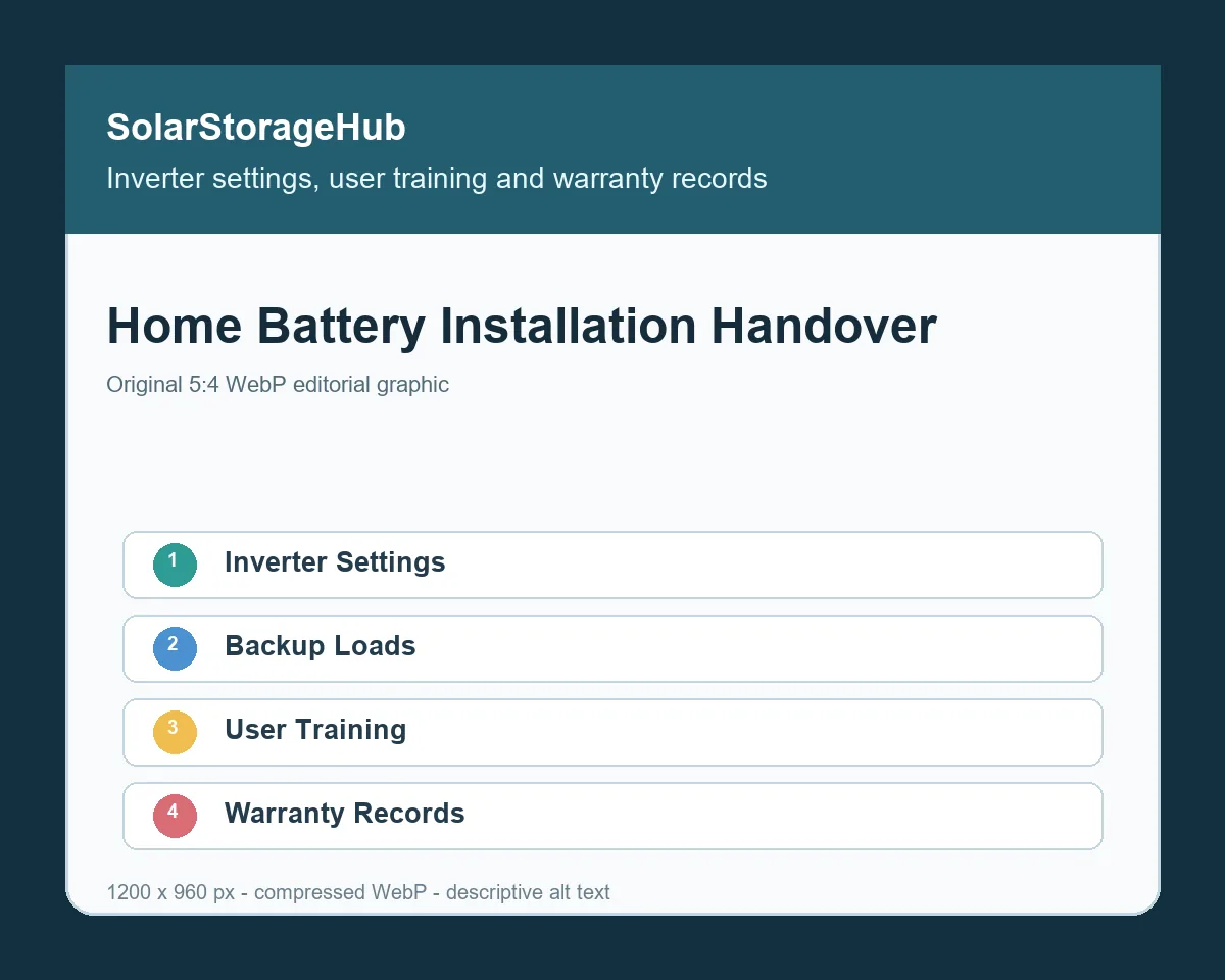 Home Battery Storage Installation Handover Checklist for Installers and Distributors
