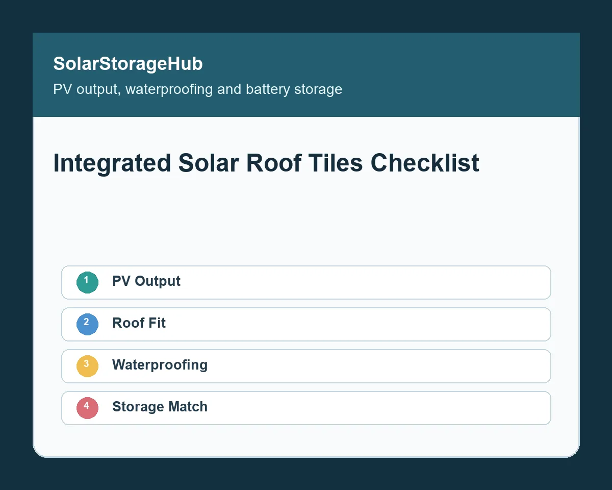 Integrated Solar Roof Tiles Checklist: PV Output, Waterproofing and Storage