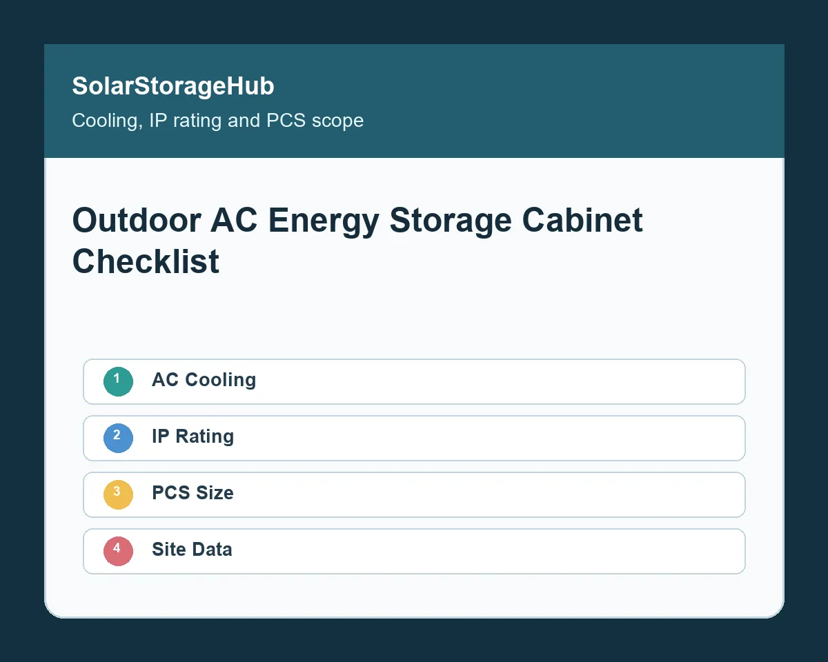 Outdoor AC Energy Storage Cabinet Checklist: Cooling, IP Rating and PCS