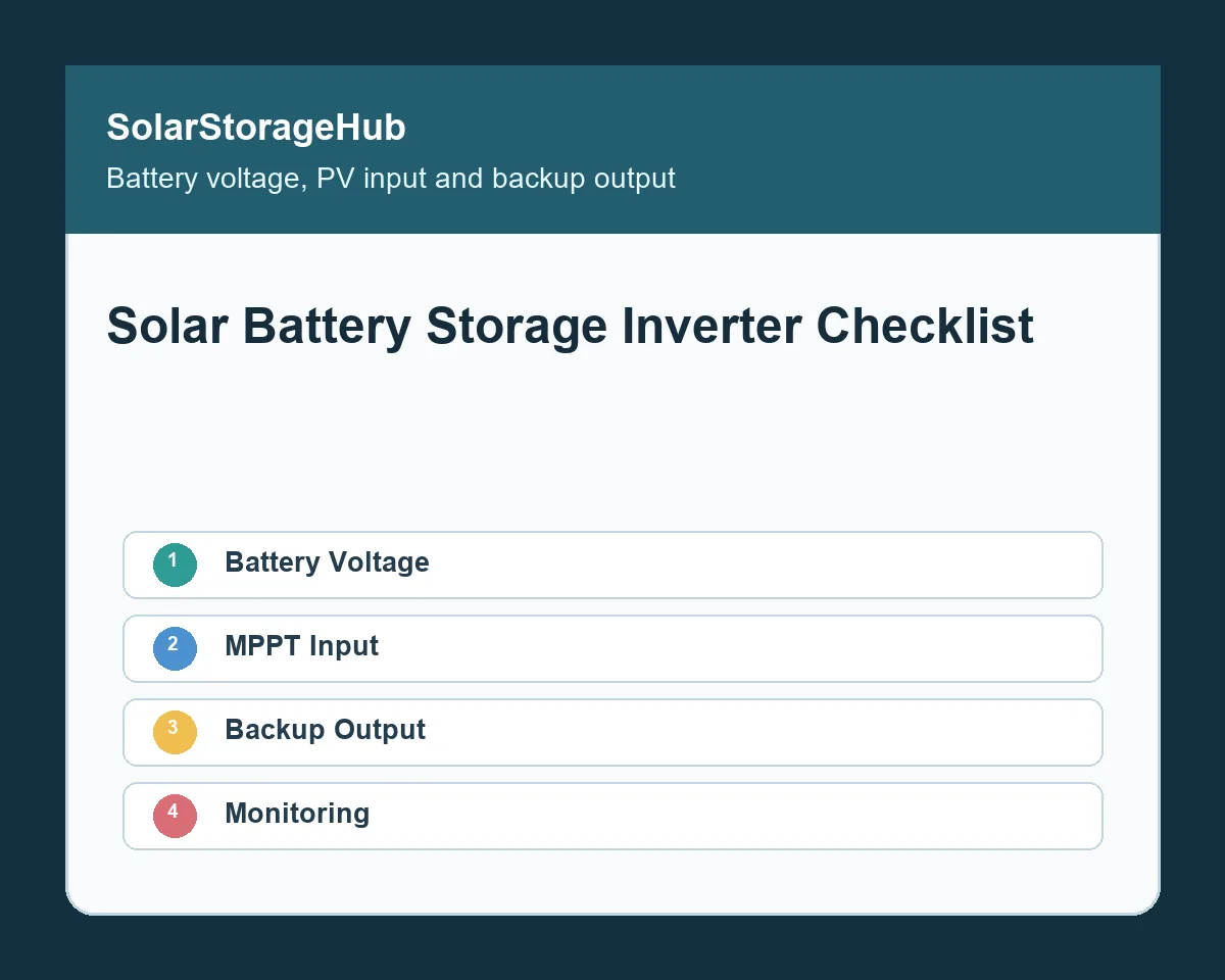 Solar Battery Storage Inverter Checklist: Voltage, PV Input and Backup