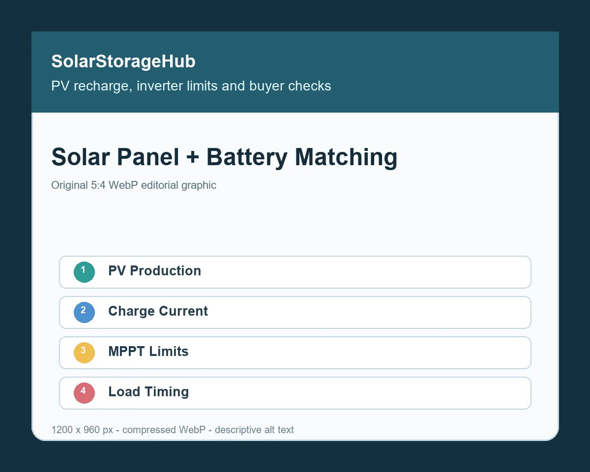 Solar Panel and Battery Storage Matching: PV Recharge, Inverter Limits and Buyer Checks
