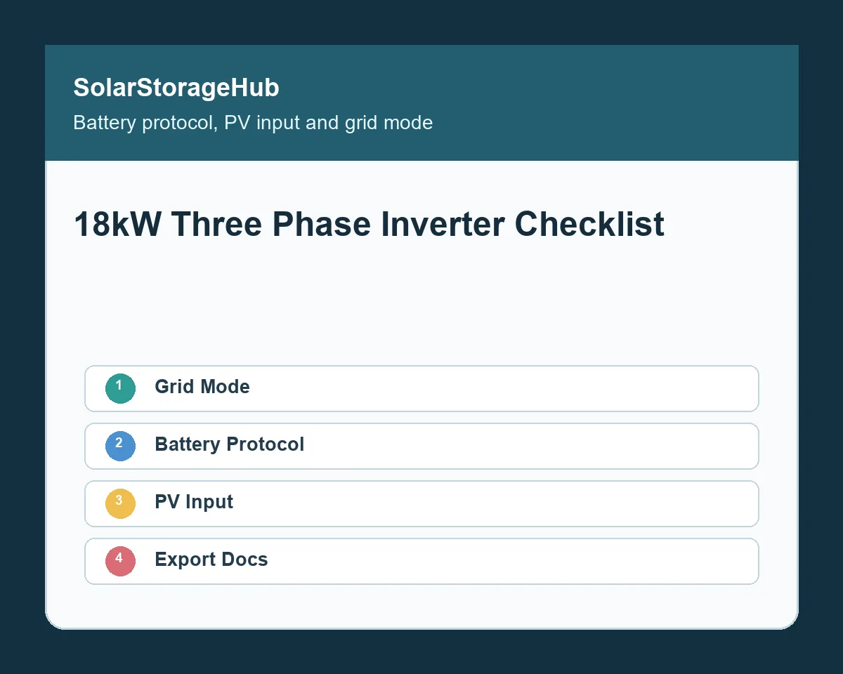 18kW Three Phase Solar Inverter Checklist: Battery Protocol and PV Input