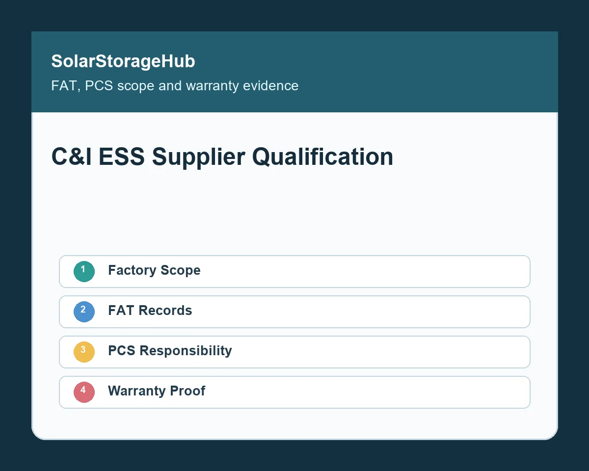 C&I ESS Supplier Qualification Checklist: FAT, PCS Scope and Warranty