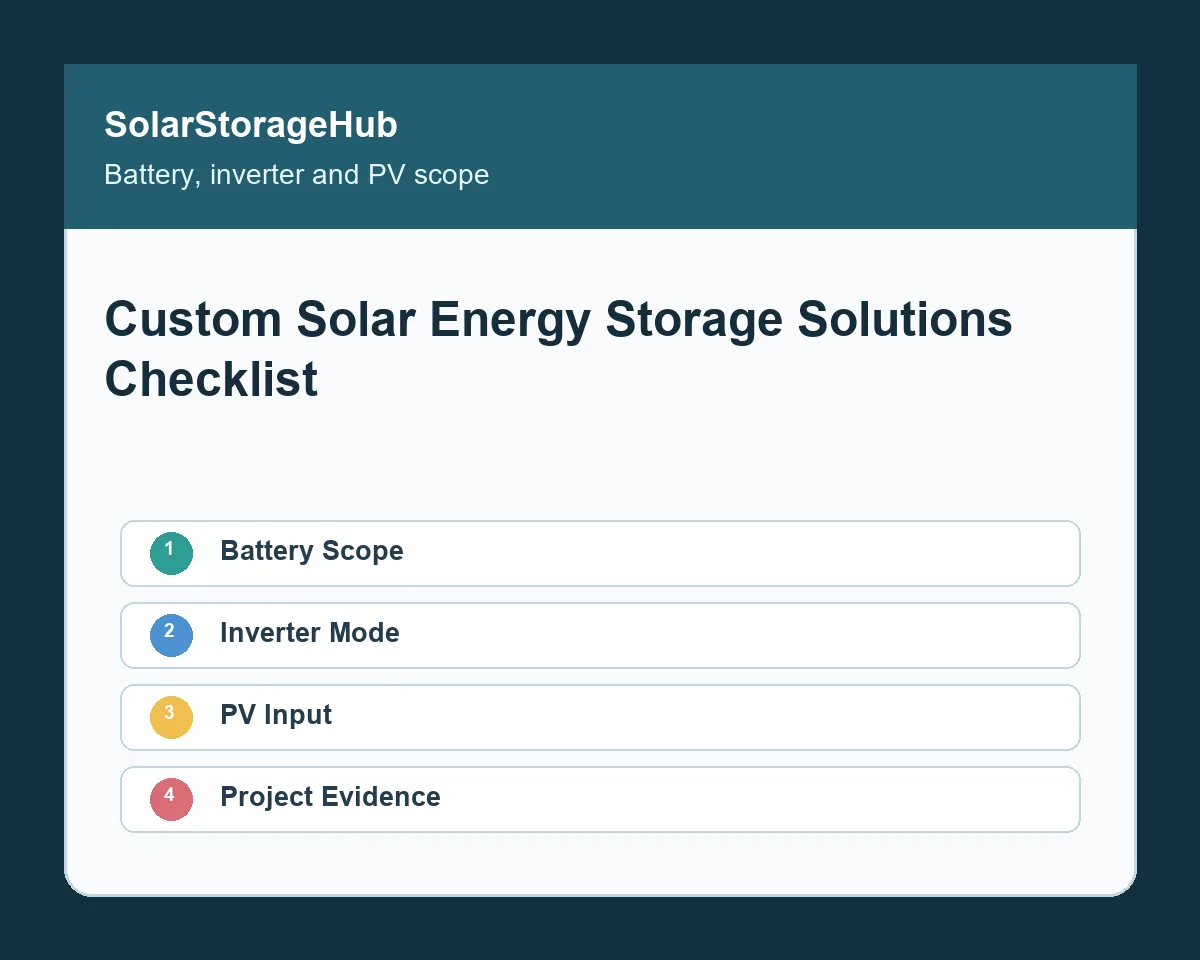Custom Solar Energy Storage Solutions Checklist: Battery, Inverter and PV